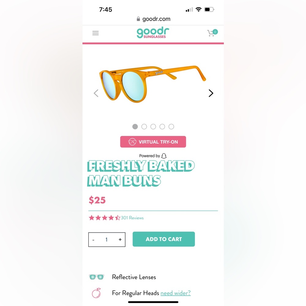Goodr Circle G’s Freshly Baked Man Buns Running Sunglasses NEW
